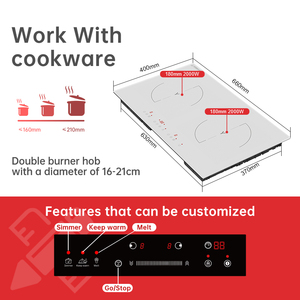 Đôi tấm nóng đung 2-burner Glass bảng điều chỉnh được xây dựng trong điện cảm ứng HOB bếp nấu ăn - Product Image 3