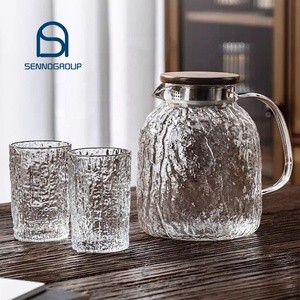 Juego de jarras gruesas de vidrio de lujo, juego de teteras resistentes <span class=keywords><strong>al</strong></span> calor con textura de árbol, tazas de té, juego de tetera con tapas de bandeja - Product Image 1