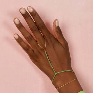 Nuevo Diseño Minimalista, Cadena de Tenis <span class=keywords><strong>con</strong></span> Circonita Cúbica, Brazalete de Cadena de Mano <span class=keywords><strong>con</strong></span> Anillo, Joyería de Moda para Mujer - Product Image 4