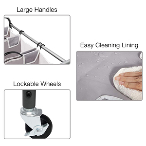 <span class=keywords><strong>Panier</strong></span> séparateur de <span class=keywords><strong>linge</strong></span> portable étanche à 4 sacs avec roues, conception peu encombrante et sacs amovibles - Product Image 3