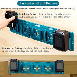 <span class=keywords><strong>Support</strong></span> de <span class=keywords><strong>batterie</strong></span> pour <span class=keywords><strong>batterie</strong></span> <span class=keywords><strong>Makita</strong></span> 18V, <span class=keywords><strong>support</strong></span> mural pour batteries, organisateur de rangement pour outils électriques BL1830 BL1840 BL1850 - Product Image 3