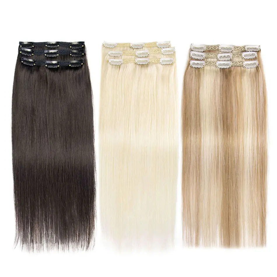 Remy Hunam Hair Clip Cheap Clip in Hair Extensions 100% Brazilian Ins Virgin Indian Customized Logo Good Quality Brazilian Hair