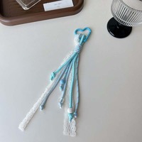 Cordón de aleación tejido con cinta de encaje de dibujos animados de la serie azul, cuerda de escalada, llavero para coche, accesorio DIY para bolso