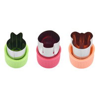 3 Stuks Set Roestvrijstalen Fruit Snijden Ster Plastic Handvat Hartvorm Groente Snijmal Fancy Printing Cookie Cookie Cutter
