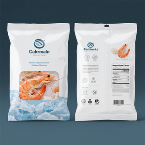 Envasado de alimentos personalizado, bolsas con sello trasero para carne, pollo, pescado, camarones, pasta, almacenamiento de mariscos, bolsa de embalaje de camarones congelados con ventana - Product Image 2