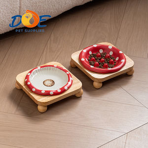 Doe Pet Bol en céramique pour chien, design champignon rouge, pour alimentation lente, surélevé, personnalisable avec support - Product Image 1