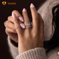 Bijoux en diamant bleu cultivé en laboratoire, bague en diamant CVD bleu clair cultivé en laboratoire, bague de fiançailles et de mariage en diamant CVD bleu fantaisie cultivé en laboratoire
