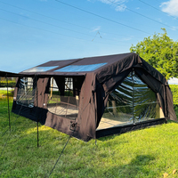 Tente de camping gonflable imperméable multi-personnes noire quatre saisons ouverture automatique rapide conception extensible pour le glamping en plein air