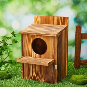 Grande Casetta per Gufo in Legno Carbonizzato Verniciato per Esterni, Nido per Uccelli in Legno - Product Image 5