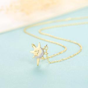 CZCITY Fine 925 Sterling Silver della <span class=keywords><strong>Luna</strong></span> <span class=keywords><strong>E</strong></span> Del <span class=keywords><strong>Sole</strong></span> <span class=keywords><strong>Collana</strong></span> per Le Donne Commercio All'ingrosso Doppio Placcato Oro Dei Monili Del Pendente - Product Image 5