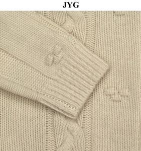 Sustain kadın rahat moda hırka çevre dostu 100% yün kablo örgü yaka katı gevşek Fit fermuar uzun kollu kış için - Product Image 4