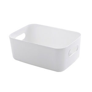 Plastic Storage Bins Rectangle No Lid White Khaki Gray Solid Color Organizers For Bathroom Closet 3 Pack - Product Image 5