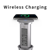 Prise escamotable intelligente pour îlot de cuisine, chargeur sans fil 15W, port USB-C, étanche IP44 pour maison, bureau et table