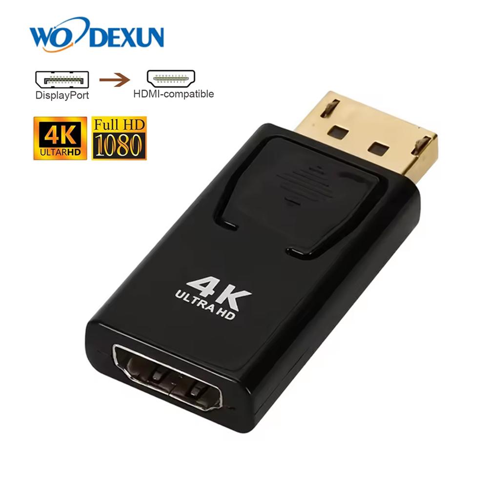 Adaptador chapado en oro 4K DisplayPort a HDMI compatible DP macho a HDTV hembra Convertidor para PC TV 4K adaptador de video