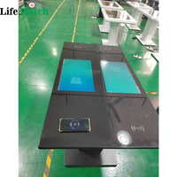 Mesa Táctil Interactiva de 43 Pulgadas con Soporte de Pie, Señalización Digital Inteligente Multitáctil con Reconocimiento de Objetos y Carga Inalámbrica