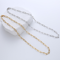 Colliers Chaîne Maille Trombone en Acier Inoxydable Plaqué Or 18 Carats Ne Ternissant Pas