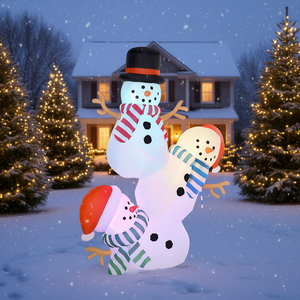 Pupazzi di Neve Gonfiabili Illuminati a LED 8 Piedi, Tre Figure Impilate, Decorazioni Natalizie da Giardino per Feste - Product Image 2