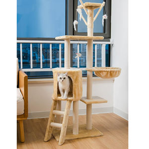 Structure d'escalade pour <span class=keywords><strong>chat</strong></span> en sisal intégrée, couleur unie <span class=keywords><strong>simple</strong></span>, avec panier et jouet pour animaux de compagnie - Product Image 5