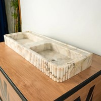 Lavabo de salle de bain en marbre Calacatta Gold marron clair, personnalisé, moderne et luxueux, avec trou de vidange, origine Chine