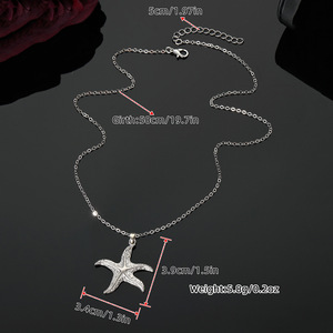 Collar con Colgante de Estrella de Mar, Plata, Acero Inoxidable, Joyería de Moda para Mujer, Cadena para Clavícula, Diseño Simple y Único - Product Image 2