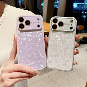 Coque de téléphone portable motif coquille original pour iPhone 17 16 Pro Max, cadre en verre coloré, bouton IA, couverture scintillante et brillante - Product Image 2