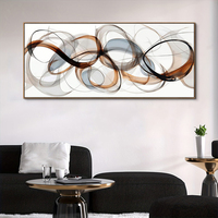 Peinture sur toile abstraite décorative de luxe moderne, cadre en alliage d'aluminium, art mural minimaliste avec ruban, transfert thermique