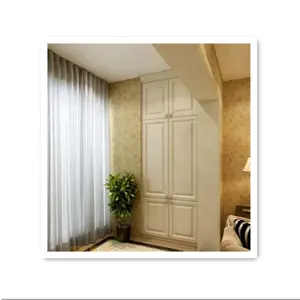 French custom good quality cream white solid wooden wardrobe for bedroom