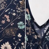 Robe longue évasée en viscose 120g pour femme, coupe trapèze, col en V, imprimé prairie fleurie, style Southern Belle romantique, personnalisable avec logo – Vente en gros