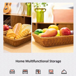 Cesta de Almacenamiento de Mimbre PP Tejida a Mano, Resistente y Lavable, Estilo Mimbre, para Servir Alimentos en la Cocina - Product Image 5