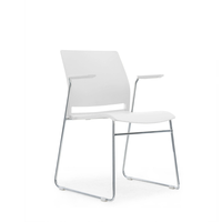 Chaise de bureau ergonomique en acier durable au design moderne avec accoudoirs, empilable, pour usage domestique, bureautique, réunions et formations