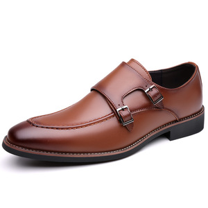Chaussures habillées pour hommes à boucle Monk en cuir véritable, bout rond, semelle extérieure en caoutchouc antidérapante, pour le bureau et la carrière, toutes saisons - Product Image 5
