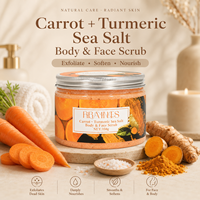 Scrub Corpo Carota e Curcuma 350g con Sale Marino per Raffinare la Texture, Cura Viso e Corpo e Luminosità Naturale