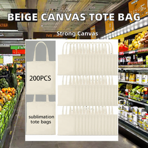 EcoDari Factory Wholesale Beige <b>Foldable</b> Canvas Tote <b>Bag</b> Bulk Sublimation Reusable Long Grocery <b>Shopping</b> Office Market Gift - Product Image 2