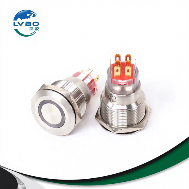 22mm Metal Push Button Switch, IP67 Waterproof Stainless Steel Momentary/self-locking Round Switch with Ring LED