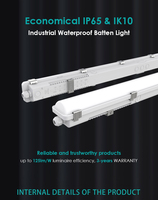 Luminaire LED Tri-proof Anti-Corrosion d'Urgence IP65 Étanche, Type Batten, 4FT, Raccordable, Linéaire, pour Usines Chimiques