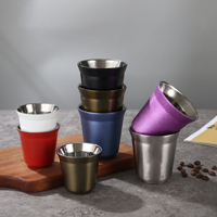 Portable 80ml 160ml antirouille Double paroi en acier inoxydable voyage tasse à café réutilisable cadeau Commercial petite tasse à vin