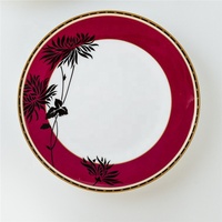 Assiettes de présentation en porcelaine fine de haute qualité, écologiques, luxueuses, blanches et rouges, motif floral, 8/10 pouces, logo personnalisé pour hôtel
