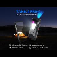 Smartphone projecteur 5G à batterie longue durée Unihertz Tank 4 Pro, capacité 18 Go 1 To, 6,73 pouces, Android 14 avec vision nocturne, NFC mobile