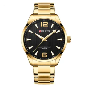 CURREN 8434 새로운 럭셔리 브랜드 손목시계 남성용 스테인레스 스틸 밴드 석영 시계 빛나는 손으로 간단한 비즈니스 시계