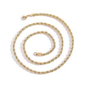 Collar de oro de 18 quilates de titanio y acero con cadena torcida clásica Acero inoxidable Bodas Fiestas <span class=keywords><strong>Regalos</strong></span> Alternativos Chapado <span class=keywords><strong>en</strong></span> oro y plata - Product Image 5