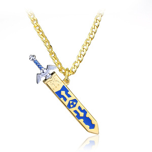Collar con colgante de la leyenda de Zelda, colgante de aleación esmaltada con espada dorada - Product Image 1