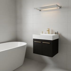 Bathroom Vanity 24 Inch Wall Mounted Resin Basin Dark Finish Modern Design Contemporary Style - Product Image 2