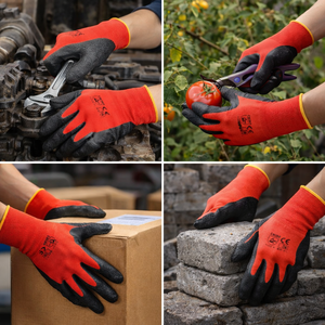 Guantes de Trabajo de Seguridad Antideslizantes con Recubrimiento de Látex y Poliéster, Tejido Sin Costuras, con Puño Elástico, para Construcción y Jardinería, Vietnam - Product Image 3