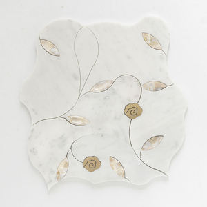 Moderno 10mm grueso chorro de agua piedra mosaico latón incrustaciones parquet madre perla Shell mármol arte para baño piso cocina Backsplash - Product Image 1