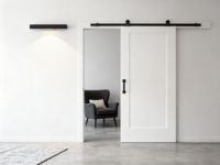 Kit de quincaillerie coulissante GUJIE pour porte de grange à rail supérieur en MDF, style industriel moderne, panneau unique, pour salon, installation facile