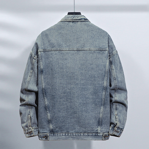 Chaqueta vaquera desgastada Vintage con logotipo Y2K personalizado para hombre, chaqueta vaquera de trabajo de gran tamaño para hombre, Chaquetas vaqueras - Product Image 3
