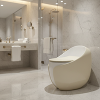 Sanitaires faciles à nettoyer, à poser au sol, vente chaude, chasse d'eau siphonique super puissante Tornado, forme d'œuf, couleur kaki, toilettes monobloc pour salle de bain