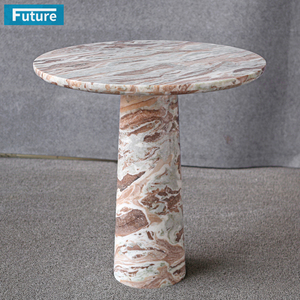 Small Size Modern Design Low Plinth Natural Stone Toronto Brown <b>Marble</b> Round <b>Top</b> <b>Side</b> <b>Table</b> for Hotel Coffee Shop Villa Decor - Product Image 1