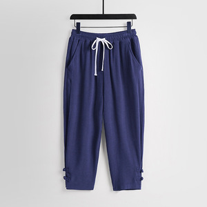 <span class=keywords><strong>Pantaloni</strong></span> Casual da uomo in <span class=keywords><strong>lino</strong></span> estivo semplice e Versatile stile cinese con bottoni a forma di rana <span class=keywords><strong>pantaloni</strong></span> affusolati - Product Image 5