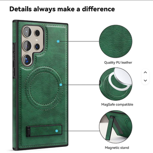 Funda <span class=keywords><strong>de</strong></span> teléfono <span class=keywords><strong>de</strong></span> cuero <span class=keywords><strong>de</strong></span> carga inalámbrica <span class=keywords><strong>de</strong></span> lujo para Samsung S22 S23 Plus S24 S25 soporte <span class=keywords><strong>de</strong></span> cubierta trasera ultra magnética - Product Image 3